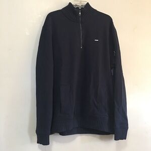 Calvin Klein MensPull Over 3/4 Zip Sweater Navy 2X